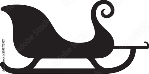Foto Black Sleigh Silhouette With Curled Runner Christmas Santa Sled Icon