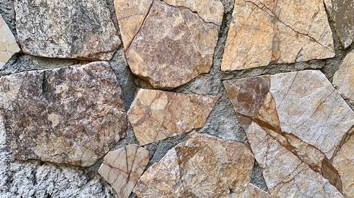 gaps. A textured wall surface composed of broken marble pieces fitted together. real-estate listings, architecture portfolios, designed for real-estate listing and luxury residence showcases.