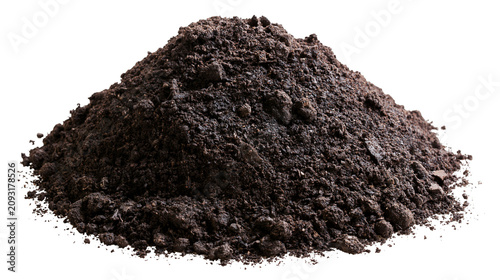 Foto Pile of dark rich soil with visible texture