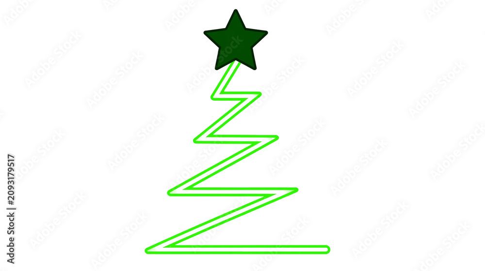 Obraz premium Green abstract Christmas tree with dark green star topper