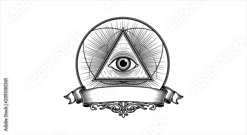 Cuadro en lienzo Mysterious Eye of Providence Triangle Symbol Emblem.