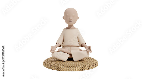 Konstfotografi Figure meditating in lotus pose on woven cushion