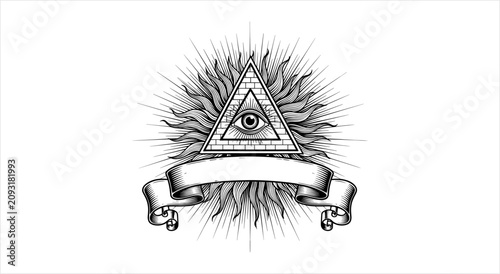 Quadro su tela The All Seeing Eye Pyramid Symbol of Enlightenment and Mystery.