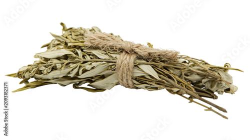 Tableau sur toile Dried sage bundle tied with jute twine