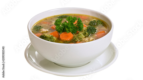 Photos Hearty chicken vegetable soup with broccoli and carrots