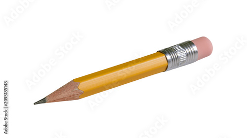 Принти на полотні Yellow wooden pencil with pink eraser and metal ferrule
