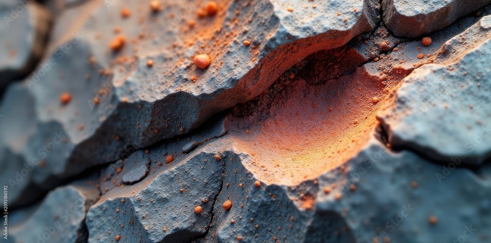 Fototapeta premium Close-up of pitted stone, showing granular structure and crevices, weathered stone, detail, rock