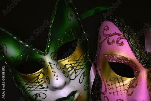 mardi gras carnival masks on black background 