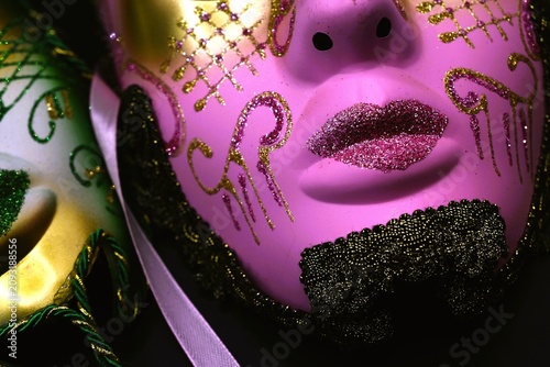 mardi gras carnival masks on black background 