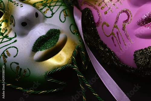 mardi gras carnival masks on black background 