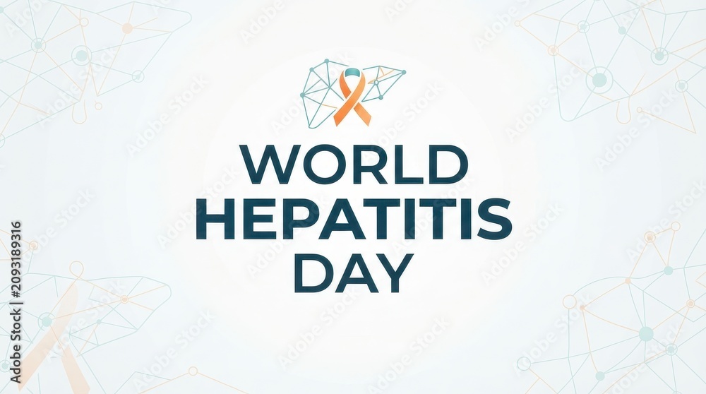 Fototapeta premium World hepatitis day awareness ribbon logo