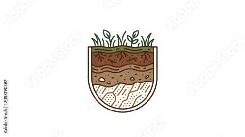 Tableau sur toile Cross section of fertile soil with green grass growing on top.