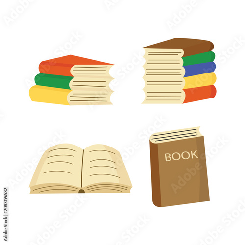 Colorful book icons for education, libraries, reading apps, blogs