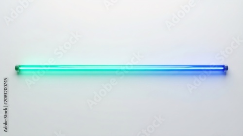 Green Blue Glowing Neon Horizontal Divider Line on Transparent Background
