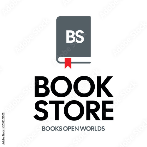 Fotografie Bookstore Logo Vector – Minimal Book Icon, Reading, Library, Publishing and Book