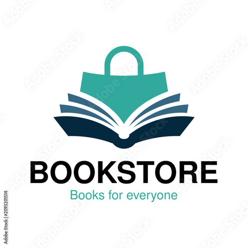 Obraz na plátně Bookstore Logo Vector – Shopping Bag and Open Book, Online Bookshop, Book Store