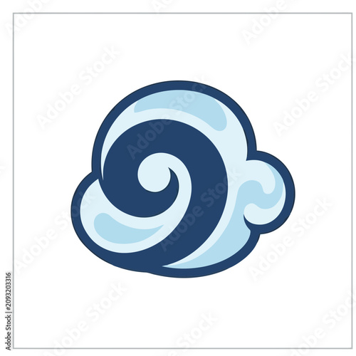 Stylized blue wave or swirl icon