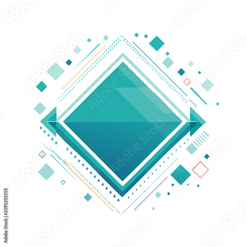 Abstract geometric diamond frame with scattered elements