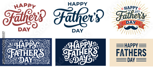 Happy father day typography collection vintage modern designs
