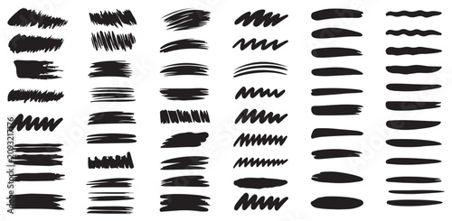 Black Dry Brush Stroke Collection for Grunge Design Elements