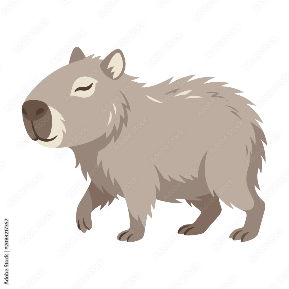Fototapeta premium Capybara cartoon animal vector illustration side view