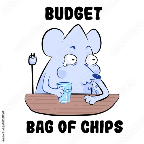 Budget Mouse Sticker | Funny Broke Mouse with Water and Chips Meme