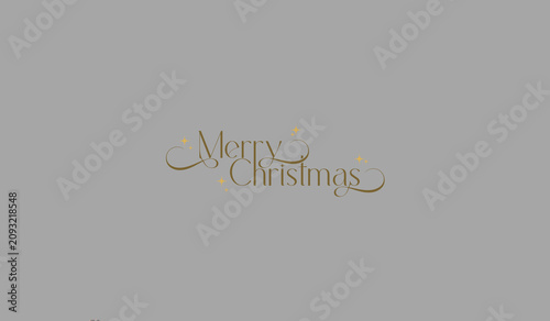 Cuadro en lienzo Elegant gold merry christmas typography on gray background with christmas