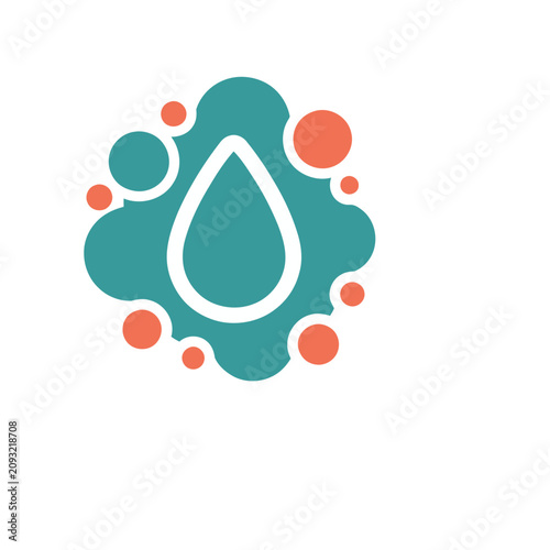 Water drop icon with bubbles