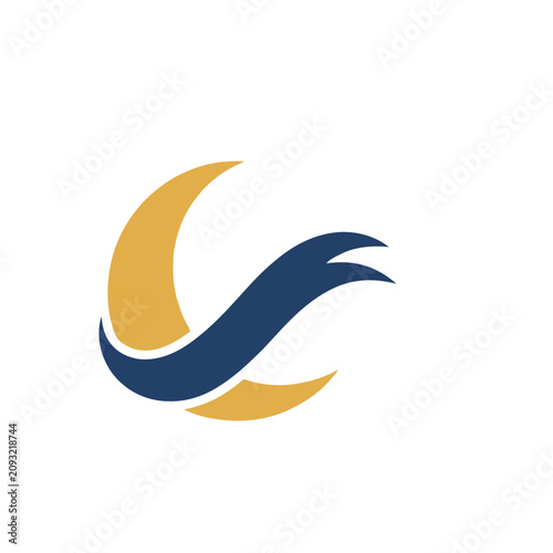 Abstract Blue and Gold Swirl Logo