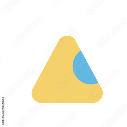 Yellow triangle with blue circle cutout