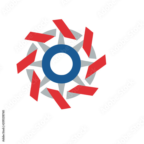 Abstract Circular Design with Red and Blue Elements