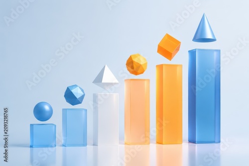 Abstract Geometric Shapes Forming Increasing Bar Chart