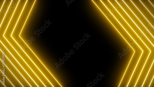 Abstract background featuring parallel glowing yellow neon lines forming geometric chevron shapes