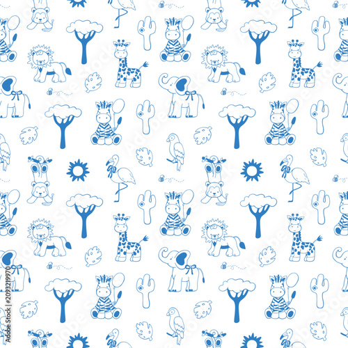 Photography Cute baby animals doodle vector hand drawn pattern illustrations