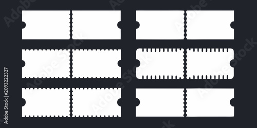 Tableau sur toile set of blank white ticket stubs on black background tickets coupons stub design