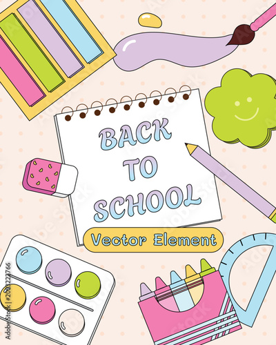 cute cartoon colorful back to school element template