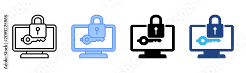 Secure Access icon set multiple style collection