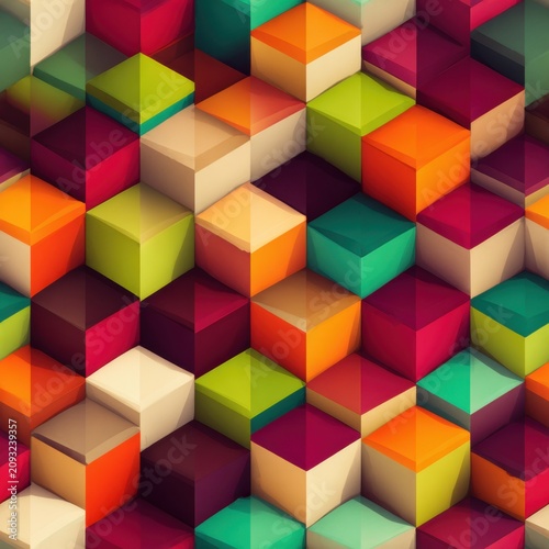 Colorful Geometric Blocks Abstract Background