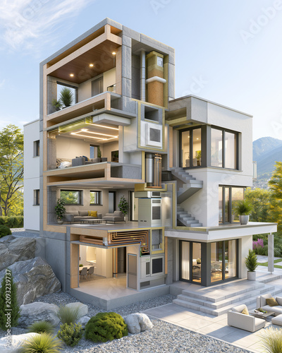 Passive House Cross Section Engineering Visualization