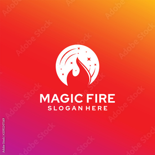 Tableau sur toile Magic Fire Logo Design with a Bright Gradient Background.