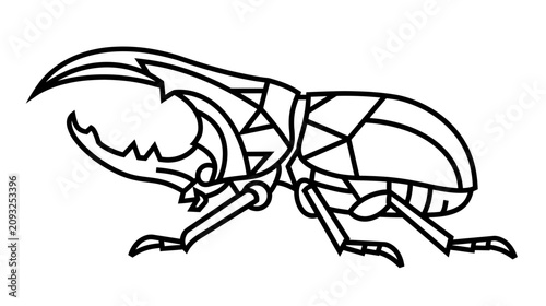 Foto Geometric rhinoceros beetle line art logo icon