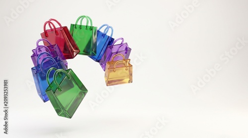 Set of 3D shopping bag icons isolated