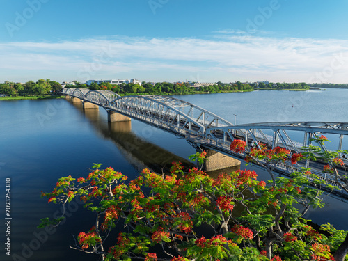 Truong Tien Bridge over Perfume River in Hue Vietnam