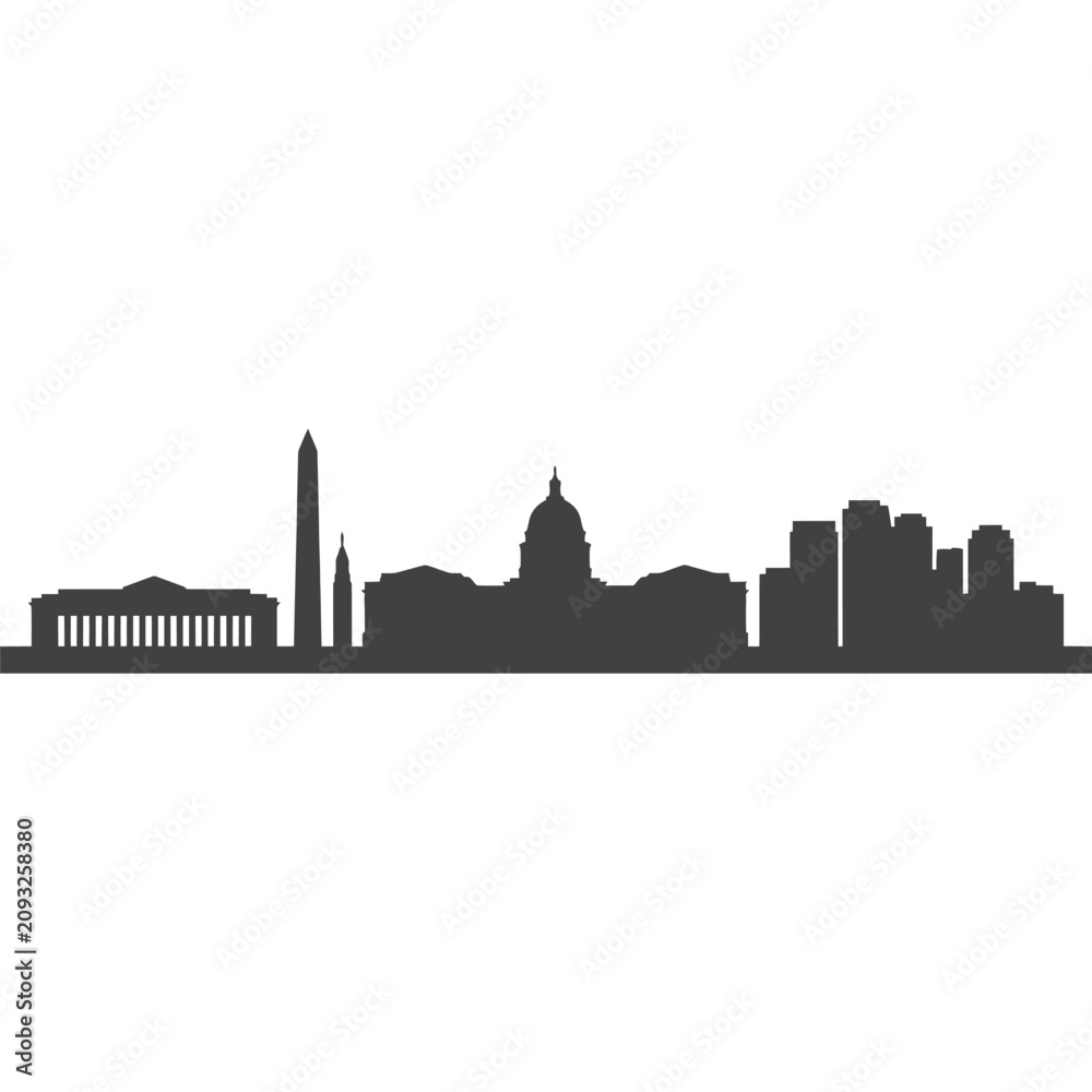 Obraz premium Cityscape Silhouette Against White Background Architectural Outline