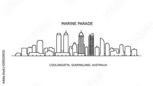 Fotografie Marine Parade Coolangatta Oceanfront Australia Vector Illustration