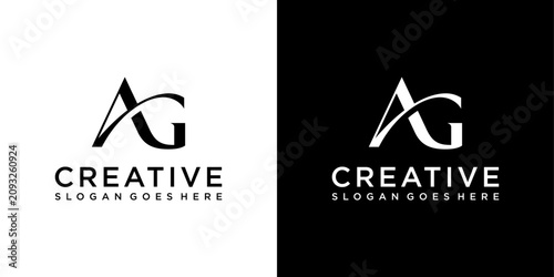AG or GA initial letter logo design vector