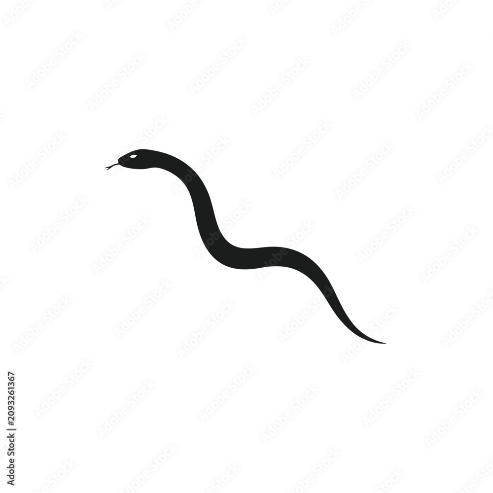 Naklejka premium Snake Silhouette Against White Background Minimalist Graphic Design