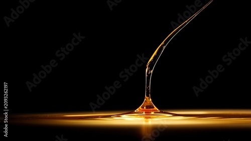 highspeed. A droplet of golden liquid falling in slow motion against a dark background. bar promotions, beverage menus, designed for food & beverage menus and cafe branding.
