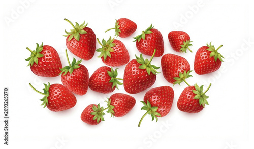 Fresh Red Strawberries Top View Vector Illustration Isolated on White Background