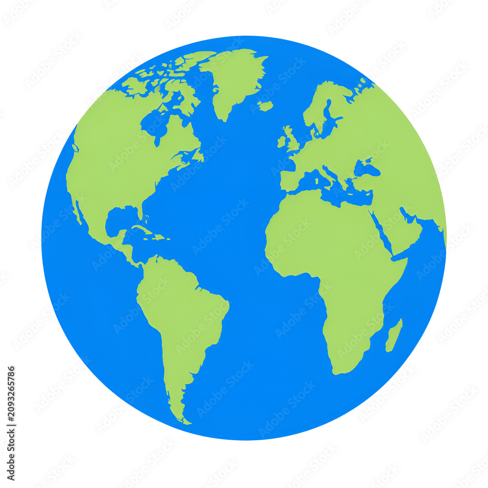 Fototapeta premium Flat World Globe Illustration Showing the Atlantic Hemisphere